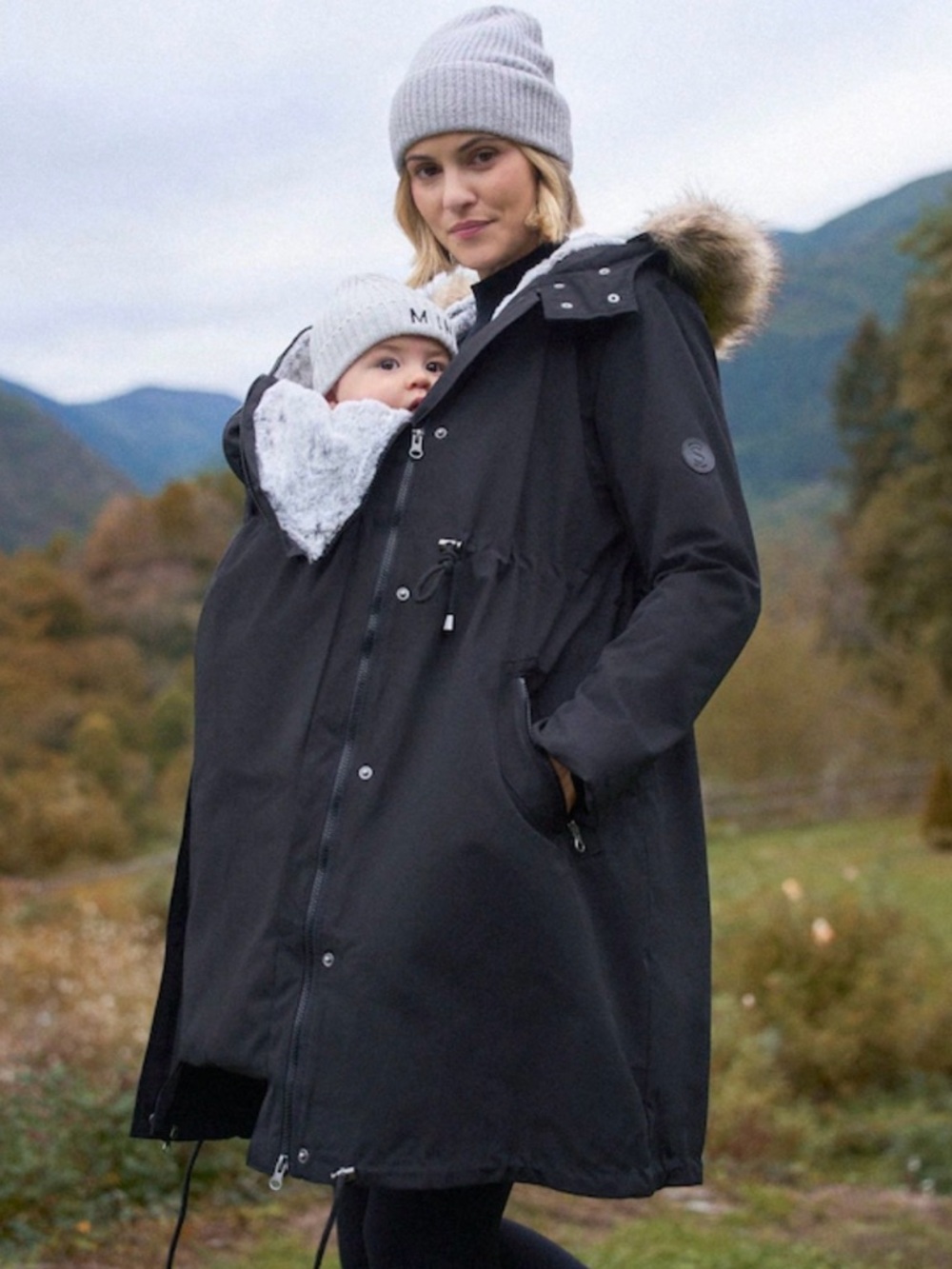 Seraphine Black 3 in 1 Maternity Winter Coat